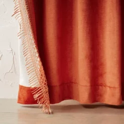 1pc Light Filtering Velvet Macrame Trim Window Curtain Panel Burnt Orange - Opalhouse™ Designed With Jungalow™ -Opalhouse GUEST 413a17d0 fd8c 4bb0 b349 ab55d8114d5c