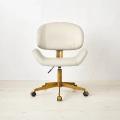 Mahonia Faux Leather Office Chair Cream/Aged Brass - Opalhouse™ Designed With Jungalow™ -Opalhouse GUEST 7640e014 ee0c 4fb4 9e4c 762fed3e8351