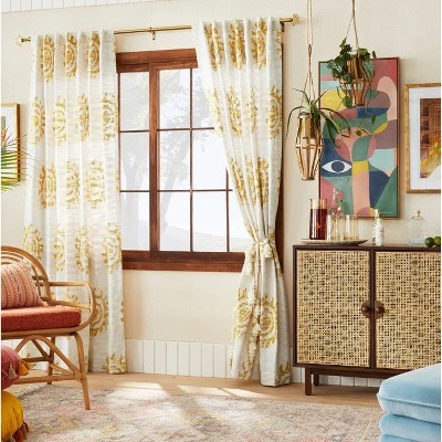 1pc 50"x84" Light Filtering Jacquard Curtain Panel Gold - Opalhouse™ designed with Jungalow™ 1pc 50"x84" Light Filtering Jacquard Curtain Panel Gold - Opalhouse™ Designed With Jungalow™ -Opalhouse GUEST 7f1bcf04 8c46 4cae a224 b69f332f37a9