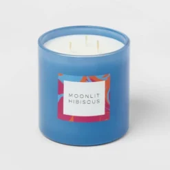 28oz Glass Moonlit Hibiscus Candle Light Blue - Opalhouse™ -Opalhouse GUEST a32300c4 a697 48a8 ba13 9a5bbc5c665f