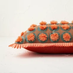Oblong Jungalow Fringe Pom Decorative Throw Pillow Orange Coral - Opalhouse™ Designed With Jungalow™ -Opalhouse GUEST d0b0a7f7 91cc 409a a206 db114b783e79